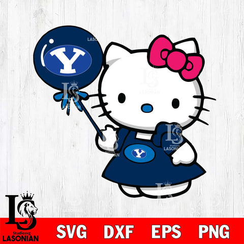 BYU Cougars Cute Hello Kitty 2 Svg Eps Dxf Png File, Digital Download, Instant Download
