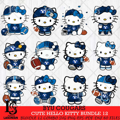 BYU Cougars Cute Hello Kitty Bundle 12 SVG Eps Dxf Png File, NCAA Bundle svg, Digital Download, Instant Download