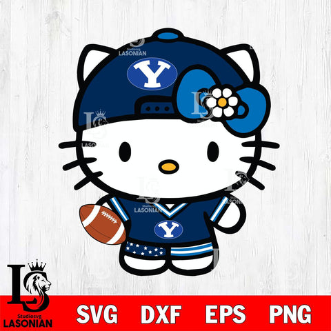 BYU Cougars Cute Hello Kitty Football 10 Svg Eps Dxf Png File, NCAA svg, Digital Download, Instant Download