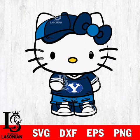BYU Cougars Cute Hello Kitty Football 2 Svg Eps Dxf Png File, NCAA svg, Digital Download, Instant Download