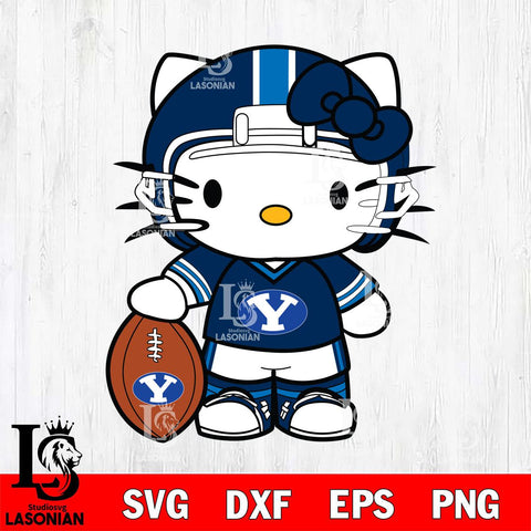 BYU Cougars Cute Hello Kitty Football 3 Svg Eps Dxf Png File, NCAA svg, Digital Download, Instant Download