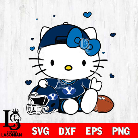 BYU Cougars Cute Hello Kitty Football Svg Eps Dxf Png File, NCAA svg, Digital Download, Instant Download