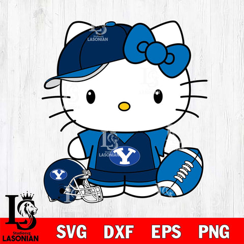 BYU Cougars Cute Hello Kitty Football 4 Svg Eps Dxf Png File, NCAA svg, Digital Download, Instant Download