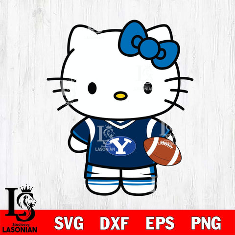 BYU Cougars Cute Hello Kitty Football 8 Svg Eps Dxf Png File, NCAA svg, Digital Download, Instant Download