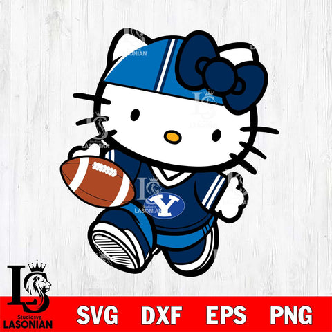 BYU Cougars Cute Hello Kitty Football 9 Svg Eps Dxf Png File, NCAA svg, Digital Download, Instant Download
