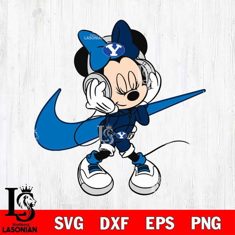 BYU Cougars Cute Minnie Mouse Dancing Svg Eps Dxf Png File, NCAA svg, Digital Download, Instant Download