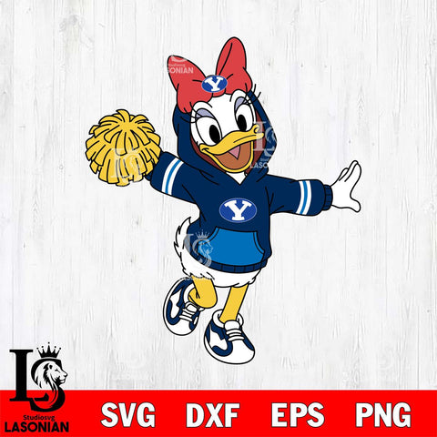 BYU Cougars Daisy Duck Cheerleader Christmas File Cut, NCAA SVG DXF EPS PNG FILE, Digital Download , Criucut , Silhouette