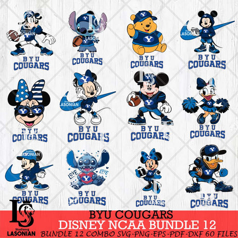 BYU Cougars Disney NCAA Bundle Svg PNG 12 Svg Eps Dxf Png File, Digital Download