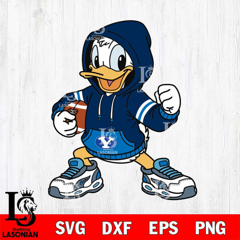 BYU Cougars Donald Duck Disney Christmas File Cut, NCAA SVG DXF EPS PNG FILE, Digital Download , Criucut , Silhouette