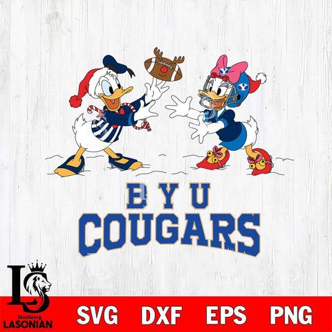 BYU Cougars Donald Duck & Daisy Duck Football Cricut,Christmas SVG DXF EPS PNG FILE, NCAA Digital Download,Instant Download, Silhouette