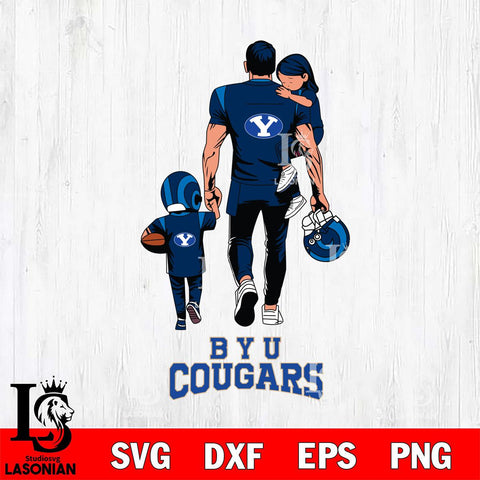 BYU Cougars Father And Son Football SVG DXF EPS PNG FILE,NCAA SVG, Father day Digital Download,Instant Download, Silhouette