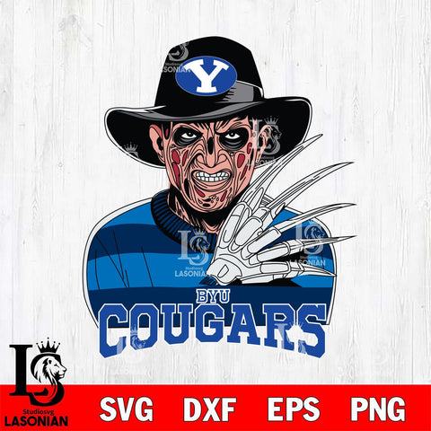 BYU Cougars Freddy Krueger Horror Halloween Svg Eps Dxf Png File, NCAA svg, Digital Download, Instant Download