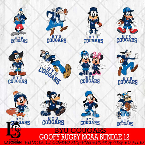 BYU Cougars Goofy Rugby Disney NCAA Bundle 12 SVG DXF EPS PNG FILE,NCAA bundle svg ,Football Digital Download,Instant Download, Silhouette