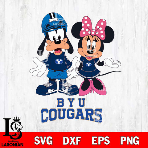 BYU Cougars Goofy and Minnie mouse Football SVG DXF EPS PNG FILE,NCAA svg ,Football Digital Download,Instant Download, Silhouette