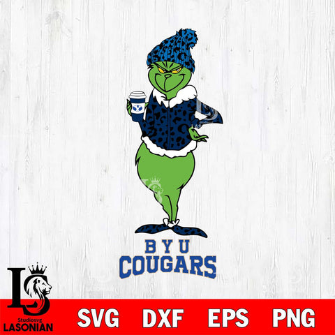 BYU Cougars Grinch Leopard Coffee Svg Eps Dxf Png File, Digital Download, Instant Download