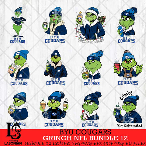 BYU Cougars Grinch NCAA Bundle 12 SVG Eps Dxf Png File, Digital Download, Instant Download