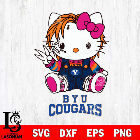 BYU Cougars Hello Kitty Horror Svg Eps Dxf Png File, Digital Download