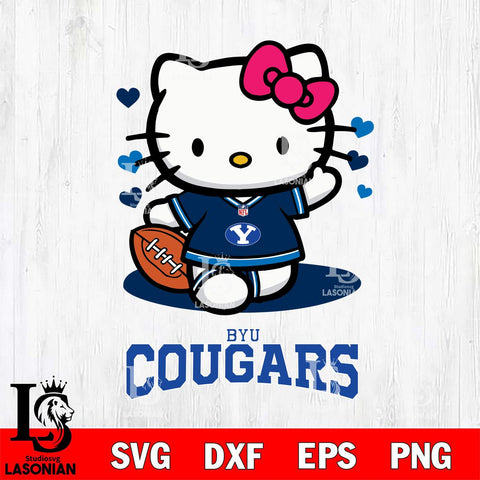 BYU Cougars Hello Kitty NCAA 3 Svg Eps Dxf Png File, Digital Download, Instant Download