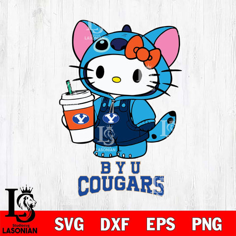BYU Cougars Hello Kitty Stitch Svg Eps Dxf Png File, NCAA svg, Digital Download, Instant Download
