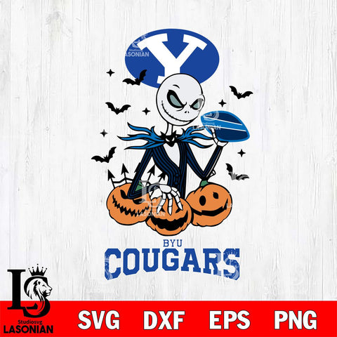 BYU Cougars Jack Skellington 2 halloween Svg Eps Dxf Png File, NCAA svg, Digital Download, Instant Download