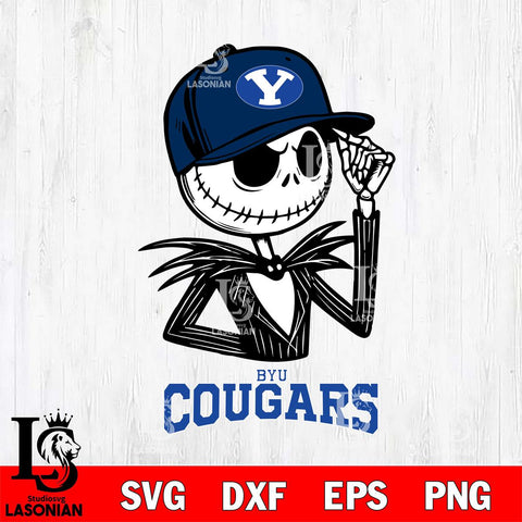 BYU Cougars Jack Skellington 3 Halloween Svg Eps Dxf Png File, NCAA svg, Digital Download, Instant Download