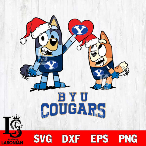 BYU Cougars Love Bluey Christmas Svg Eps Dxf Png File, Digital Download