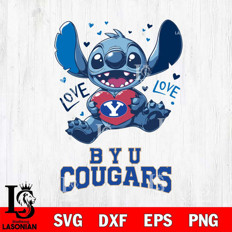 BYU Cougars Love Stitch, Svg Eps Dxf Png File, Digital Download