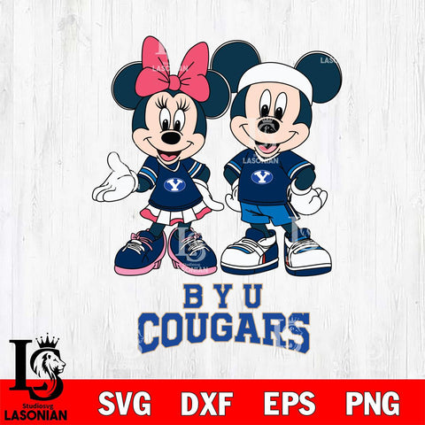 BYU Cougars Mickey And Minnie Football Svg Eps Dxf Png File, NCAA svg , Digital Download , Instant Download, Cricut File