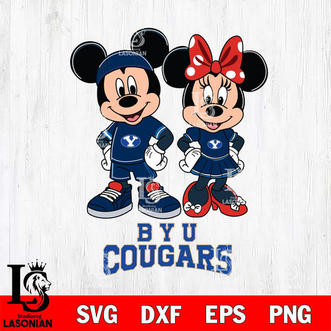 BYU Cougars Mickey And Minnie Rugby Svg Eps Dxf Png File, NCAA svg , Digital Download , Instant Download, Cricut File