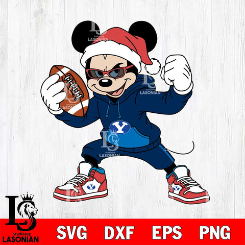BYU Cougars Mickey Cool Football Christmas File Cut, NCAA SVG DXF EPS PNG FILE, Digital Download , Criucut , Silhouette