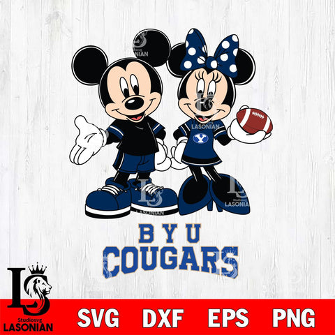 BYU Cougars Mickey Minnie Football Svg Eps Dxf Png File, NCAA svg , Digital Download , Instant Download, Cricut File