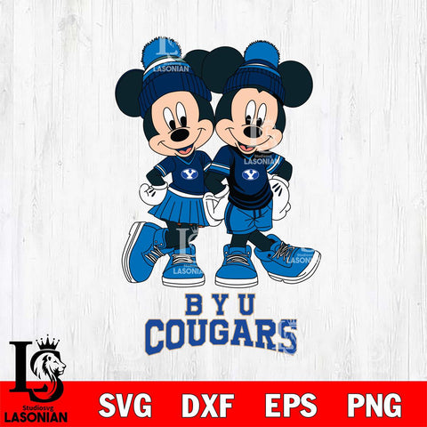 BYU Cougars Mickey Minnie Valentine Football Svg Eps Dxf Png File, NCAA svg , Digital Download , Instant Download, Cricut File