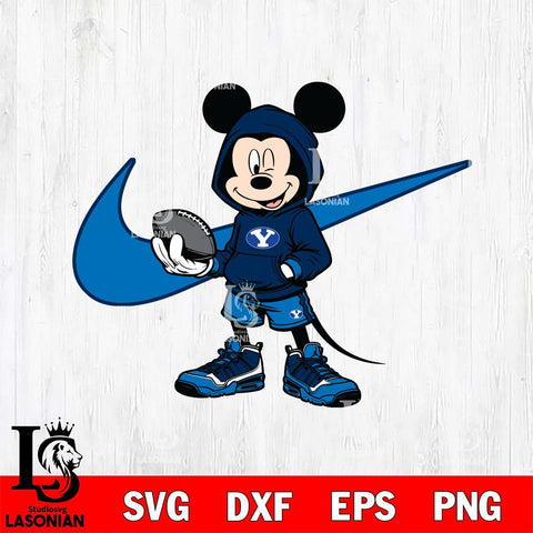BYU Cougars Mickey Wearing Hoodie Sport Svg Eps Dxf Png File, NCAA svg, Digital Download, Instant Download