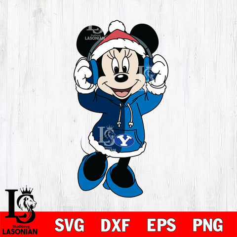 BYU Cougars Minnie Mouse Disney Football Christmas File Cut, NCAA SVG DXF EPS PNG FILE, Digital Download , Criucut , Silhouette