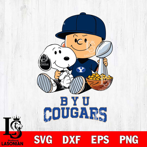 BYU Cougars Peanuts Snoopy Champion football SVG DXF EPS PNG FILE,Snoopy File Cut, NCAA Digital Download,Instant Download,Christmas Silhouette