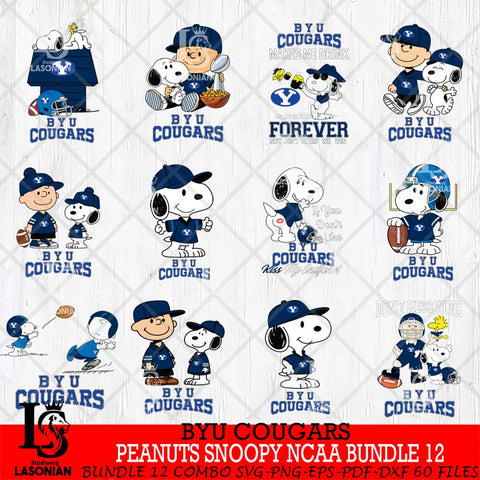BYU Cougars Peanuts Snoopy Player NCAA Bundle 12 SVG DXF EPS PNG FILE,Snoopy File Cut, bundle NCAA Digital Download,Instant Download, Silhouette