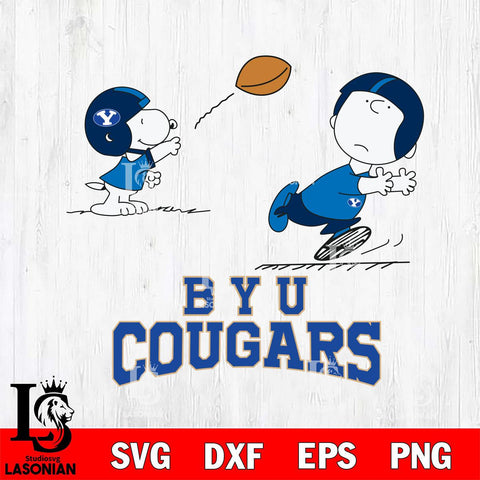 BYU Cougars Peanuts play football SVG DXF EPS PNG FILE,Snoopy File Cut, NCAA Digital Download,Instant Download,Christmas Silhouette