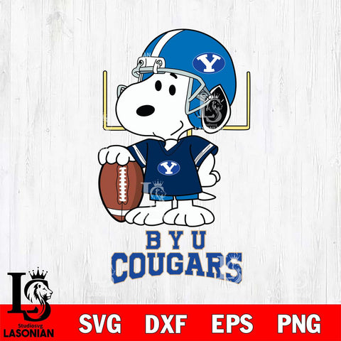 BYU Cougars Snoopy Player Football SVG DXF EPS PNG FILE,Snoopy File Cut, NCAA Digital Download,Instant Download,Christmas Silhouette