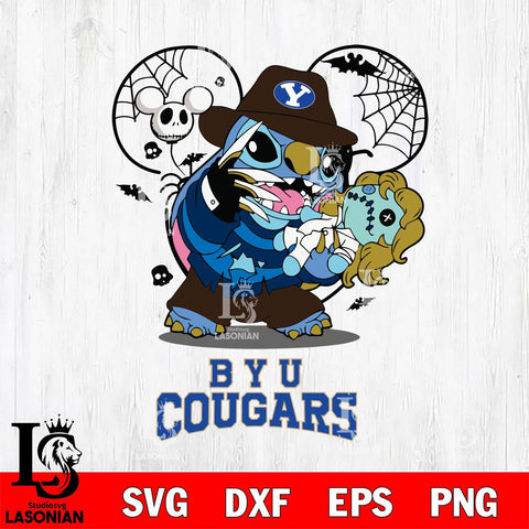 BYU Cougars Stitch Freddy Krueger Halloween Svg Eps Dxf Png File, Digital Download, Instant Download