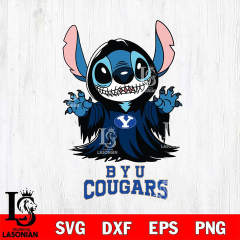 BYU Cougars Stitch Ghost Svg Eps Dxf Png File, NCAA svg, Digital Download, Instant Download