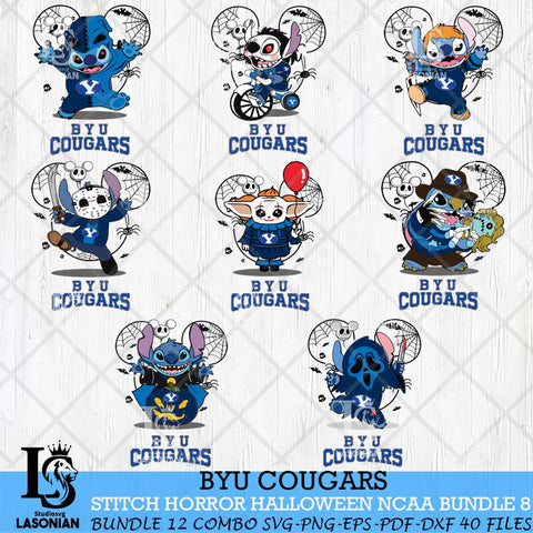 BYU Cougars Stitch Horror Halloween Bundle NCAA Svg Eps Dxf Png File, Digital Download, Instant Download