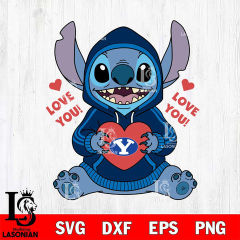 BYU Cougars Stitch Love You File Cut, NCAA SVG DXF EPS PNG FILE, Digital Download , Criucut , Silhouette