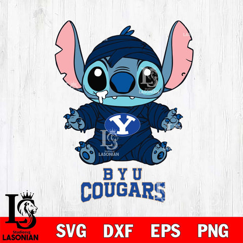 BYU Cougars Stitch Mummy Svg Eps Dxf Png File, NCAA svg, Digital Download, Instant Download