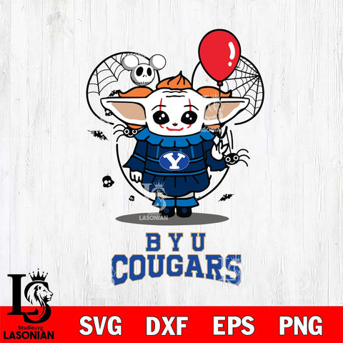 BYU Cougars Stitch Pennywise Halloween Svg Eps Dxf Png File, Digital Download, Instant Download