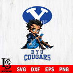 BYU Cougars Style Black Fan Girl Betty Boop, Svg Eps Dxf Png File, Digital Download