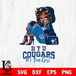 BYU Cougars #1 beauty Black Fan Girl, Svg Eps Dxf Png File, Digital Download