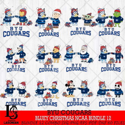 BYU Cougars  Bluey friends christmas NCAA Bundle File Cut,Bundle NCAA SVG DXF EPS PNG FILE, Digital Download,Instant Download, Silhouette