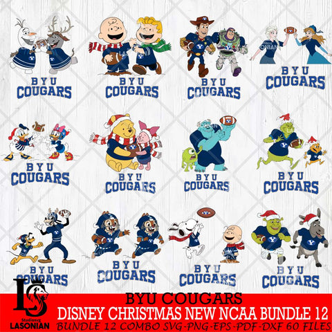 BYU Cougars  Disney Christmas New NCAA Bundle 12 Cricut,Christmas SVG DXF EPS PNG FILE, BUNDLE NCAA Digital Download,Instant Download, Silhouette