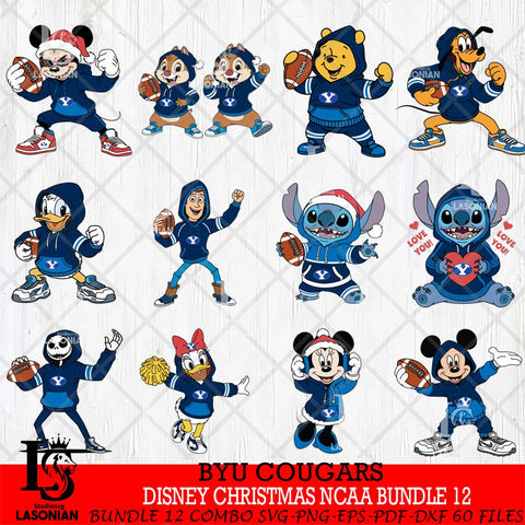 BYU Cougars  Disney christmas NCAA Bundle File Cut, Bundle NCAA SVG DXF EPS PNG FILE, Digital Download , Criucut , Silhouette