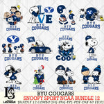 BYU Cougars  Snoopy NCAA Bundle 12 SVG Svg Eps Dxf Png File, Digital Download